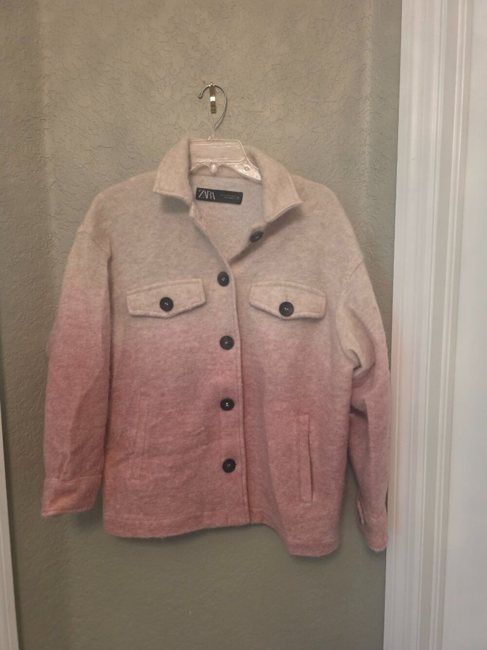 Zara Pink Beige Ombre Button Front Shacket size M EUC - Picture 1 of 7